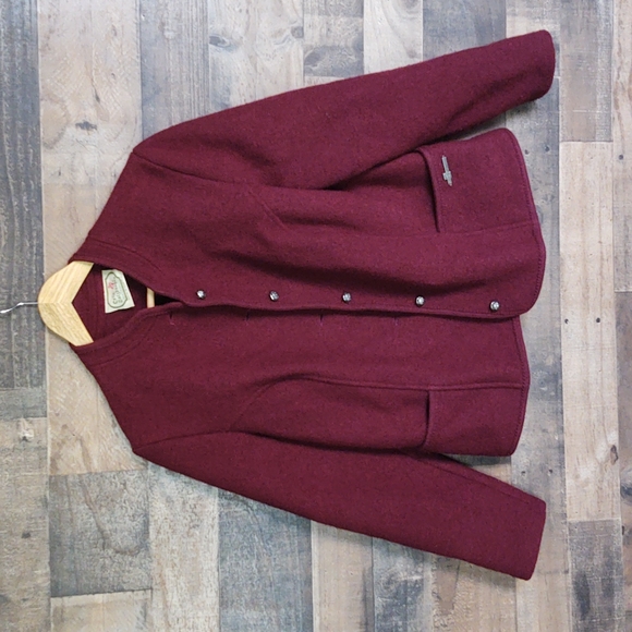 Vintage Orig. Salzburger Boiled pure new wool Marroon Coat Med women's - Picture 14 of 14